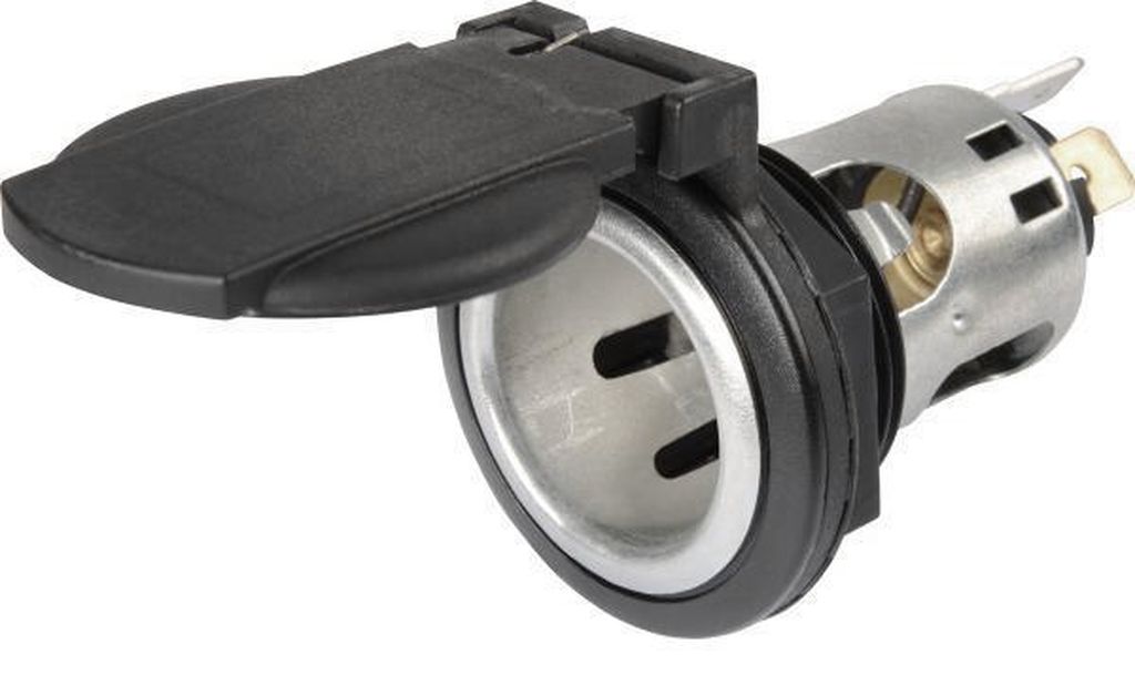 Einbau Steckdose 2-pol mit Schnappdeckel 12-24V