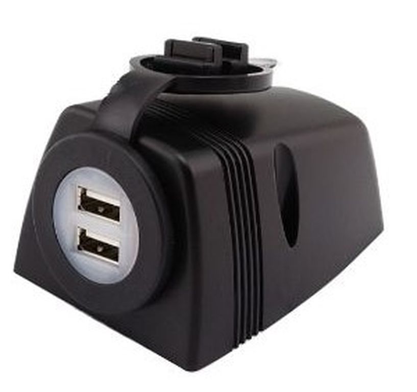 Prise en saillie 12V avec 2 USB 5V, raccord 12/24V entrée