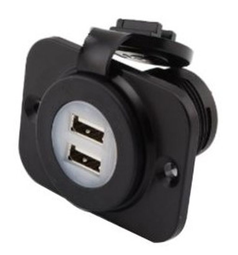 Prise encastrée avec 2 USB 5V raccord 12/24V entrée