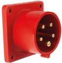 Prise encastrée 5 pôles CEE, rouge 16A, 400V