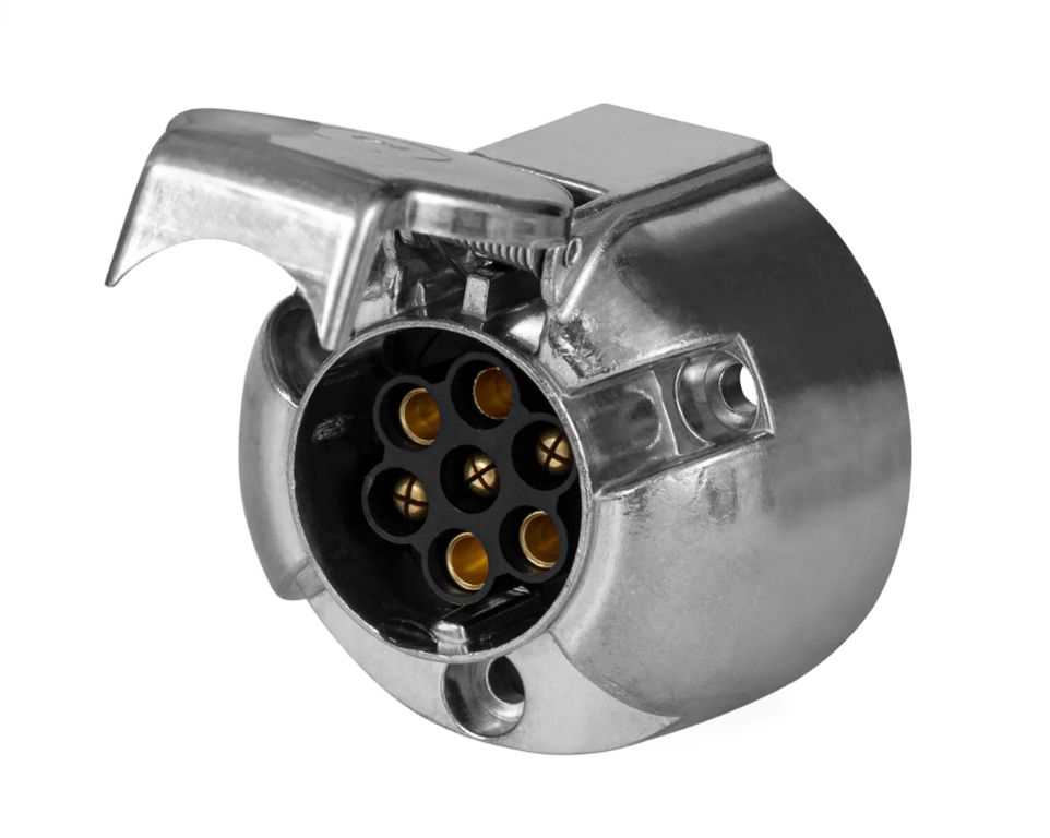 [775004] Steckdose 7-pol Alu rund