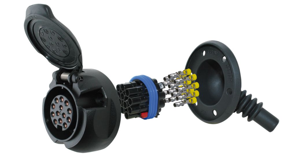 [460002500] Steckdose 13-pol Kunststoff    **wasserdicht**  12V