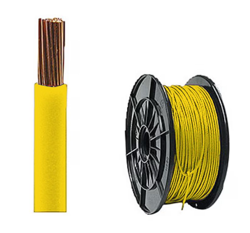[08.801.075.12] Câble 1 x 0,75 mm², couleur jaune  1 rouleau = 100 m