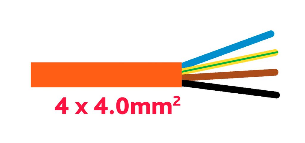 [08.804.400] Kabel   4-pol 4.0mm², Orange G-PUR  per / m