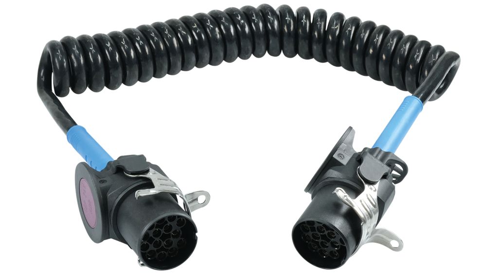 Spiralkabel 15-pol  24V  Abeitslänge 4m