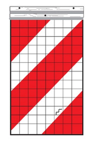 Warnflagge inklusive Halter ECE für Hebebühnen links