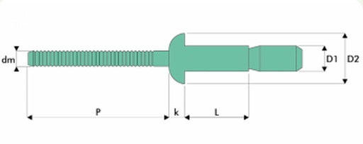 Rivet aveugle Alu/Alu 4.8 × 14.0mm tête plate