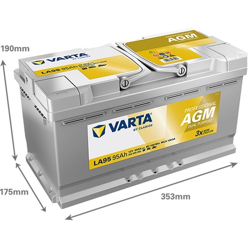 Batterie d'alimentation 12 V 95 AH, LxlxH 353 x 175 x 190