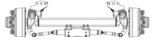 Essieu dirigeable 130mm carré écartement 1950mm T