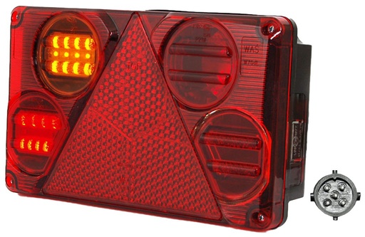 LED feu arrière WAS 12-24V -  gauche, 5 pôles
