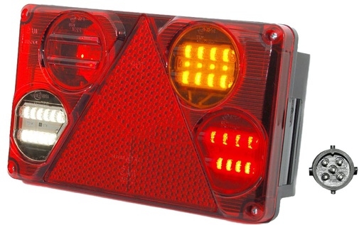 LED feu arrière WAS 12-24V droite - 5 pôles à baïonnette