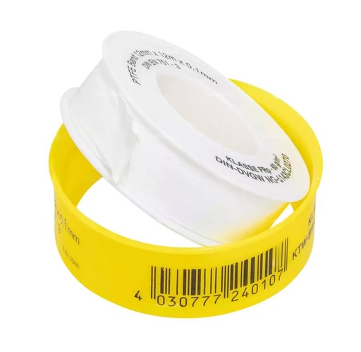 Teflonband, 0.1x 12mm x 12m, weiss   1Rolle