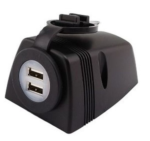 Prise en saillie 12V avec 2 USB 5V, raccord 12/24V entrée