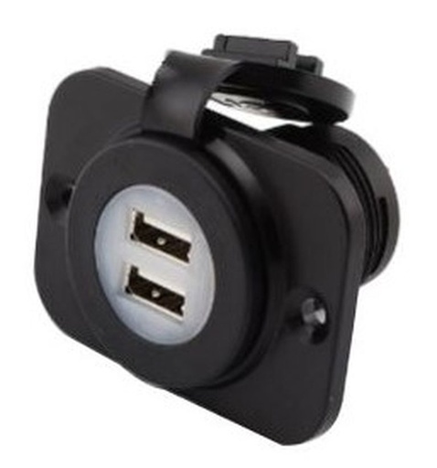 Prise encastrée avec 2 USB 5V raccord 12/24V entrée