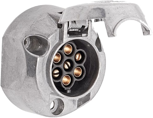 Steckdose 7-pol Alu oval, flach, Höhe 46mm