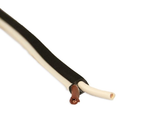 Câble 2 x 1.5 qmm, blanc/brune, 1 bobine = 100m