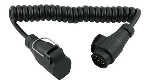 Câble spiralé - rallonge 13 broches 12 V  Longueur utile 2m