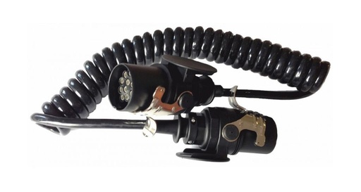 Câble spirale 15-pol. avec 2 fiche Ø 85/60mm,  24V